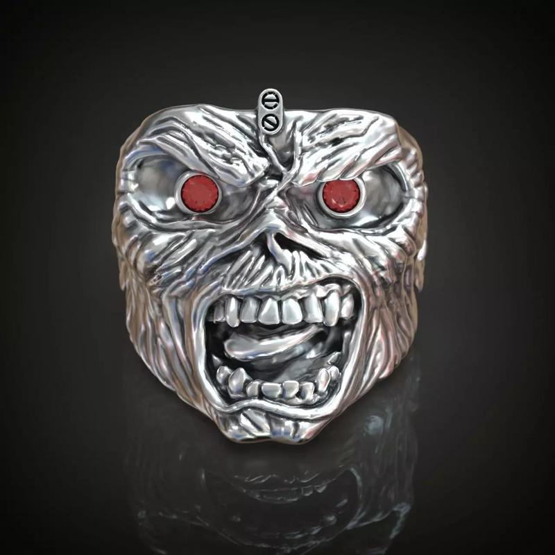 Signet ring Iron Maiden gems eyes