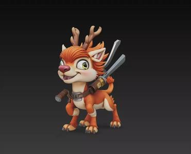 Stylized Fantasy Reindeer Warrior - Cute Game - Animation