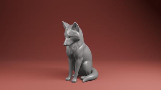 Elegant Sitting Wolf Statue – Realistic Minimalist Wolf STL for 3D Printing