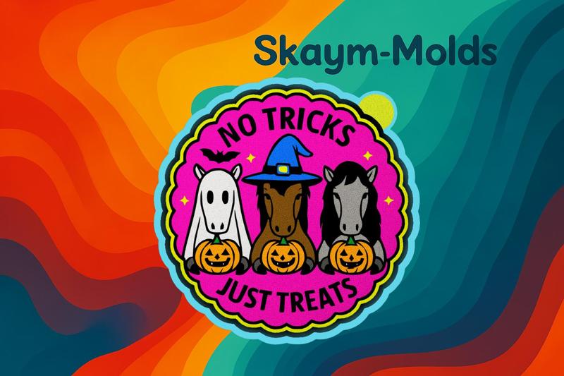🎃🐴 No Tricks Just Treats Horses Design Mold – Freshie, Ornament, Resin & Candle Mold 🐴🎃