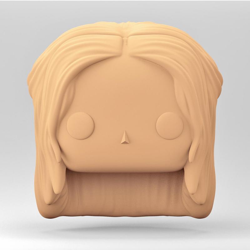 A female head in a POP style. Half Up Half Down hair. WH_2-5