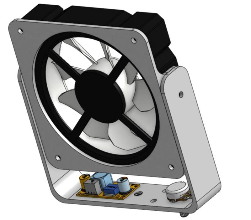 120mm PC Fan Swivel Mount with USB-to-12V Boost Converter