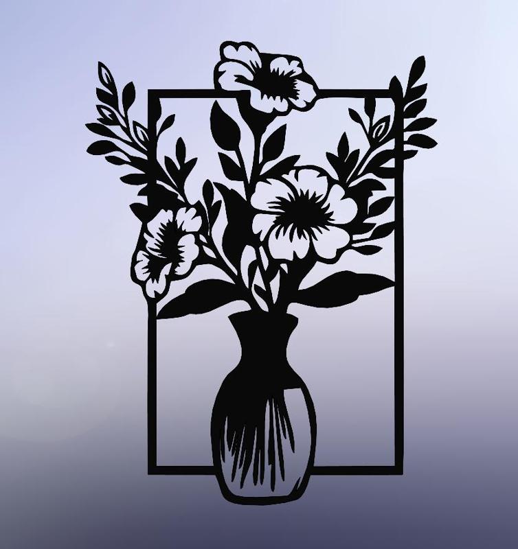 Floral Elegance: Line Art of Flowers in a Vase