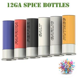 Set of spice bottles shaped as 12GA shells