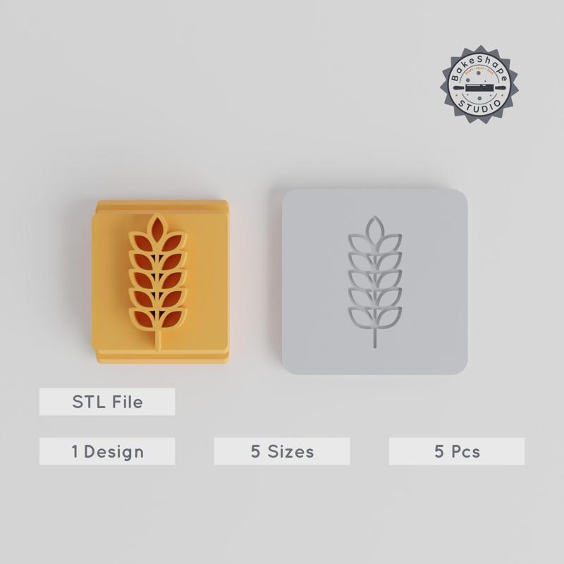 Wheat Stamp Tile Set, 5 Sizes, 20-40mm, Perfect for Clay & Cookies, Harvest Grain Design