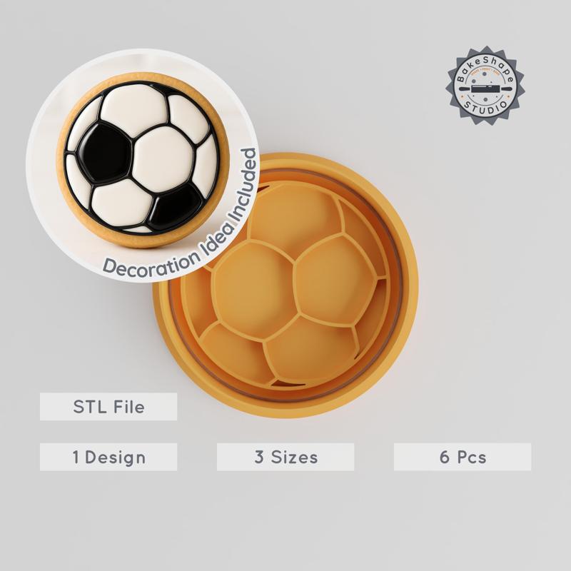 Football Cookie Cutter & Stamp, Sport Shape Set, 6 Piece Pack, Perfect for Cookies & Fondant, S/M/L Sizes