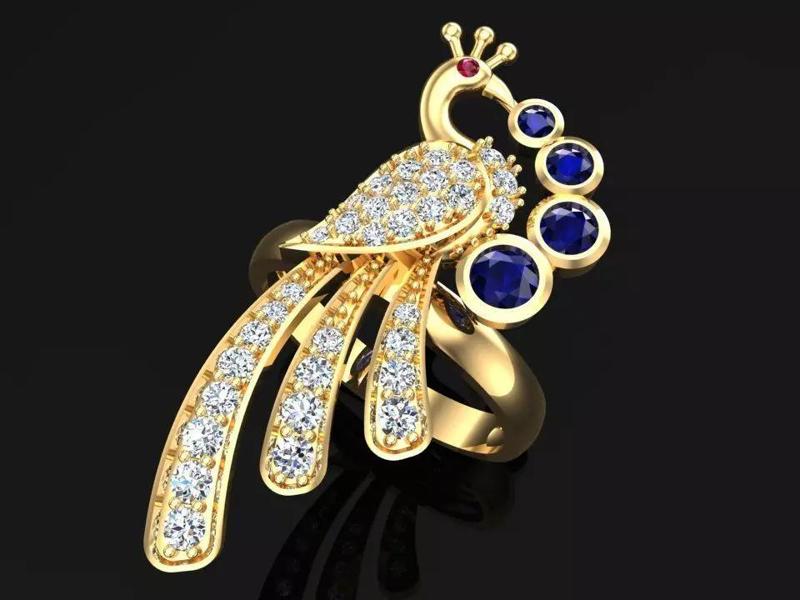 Peacock ring - Bird ring - Diamond Rings - Womens Rings