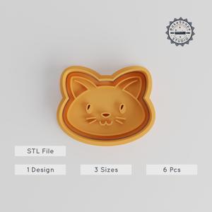 Cat Shape Cutter & Stamp Set, Cute Kitten Fondant & Cookie Tools, 3 Sizes S/M/L, Ideal for Baking & Decorating