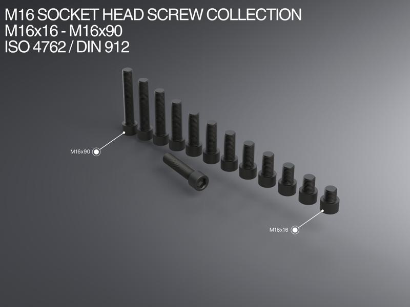 M16 Socket Head Screw Collection M16x16-M16x90 ISO 4762 / DIN 912