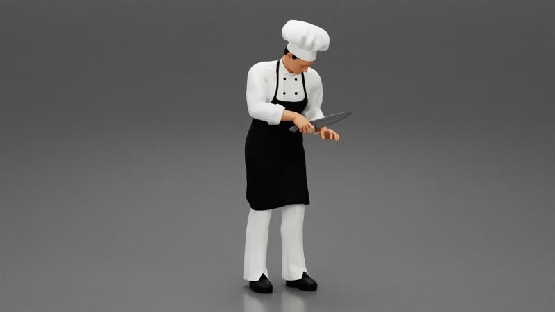 chef standing in professional kitchen in restaurant