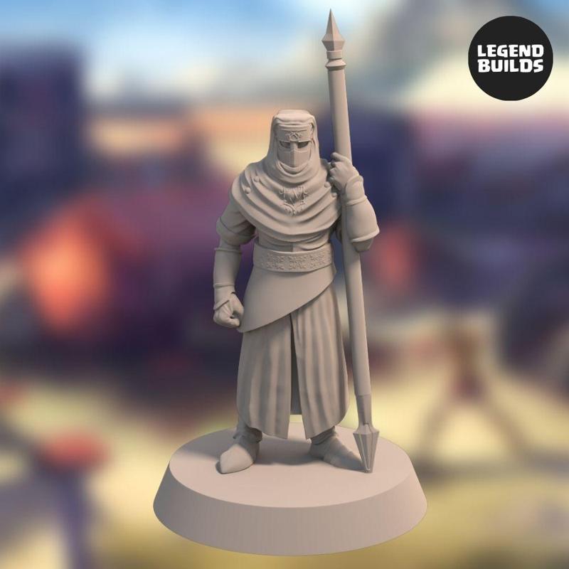 FREE - Night s Cult Follower with Spear - Pose 1 - 3D printable miniature - STL file