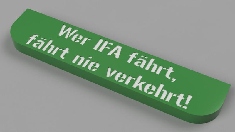 Simson Kennzeichen Werbung "Wer IFA fährt, fährt nie Verkehrt!"
