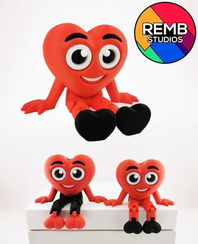 Flexi Heart with Hanging Legs | Remb Studios, STL file for 3D printing, STL print files, Print in Pl