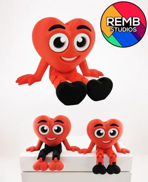 Flexi Heart with Hanging Legs | Remb Studios, STL file for 3D printing, STL print files, Print in Pl