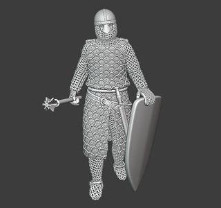 Medieval Crusader Knight - hand on shield