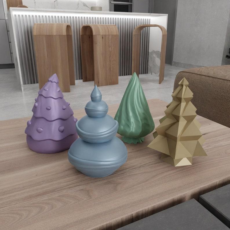 3D Christmas Tree 4 Piece Decor with 3D Stl Files & Christmas Ornament, 3D Printing, Christmas Decor, 3D Printed Decor, Christmas Kits