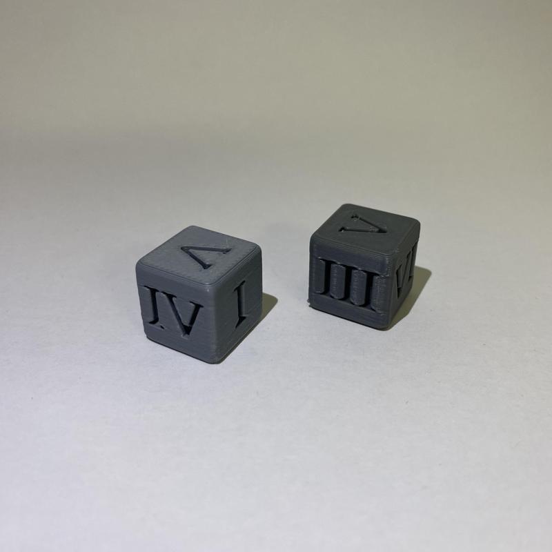 Die with Roman numerals