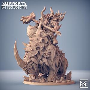 Gothrak on Armored Frosthorn - Frostmetal Clan Mounted Hero