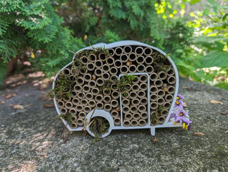The Bee Camper - Bee hotel designed for 6-inch bamboo or cardboard tubes 