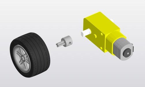 Transition axle from TT motor 1:48 to Lego wheel
