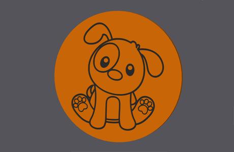 Farm Animals - Sitting Puppy - Round Coaster