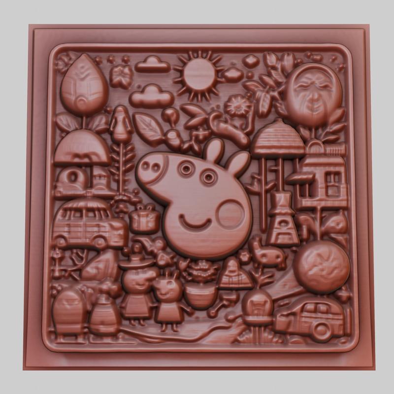 Peppa Pig 3d printer relief medallion obj stl
