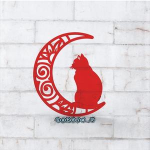 mandala cat on the moon wall art mandala wall decor