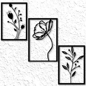3 Piece Set Framed Flowers wall art floral set wall decor 2d