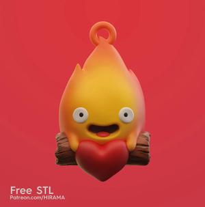 CUTE VALENTINE CALCIFER KEYCHAIN