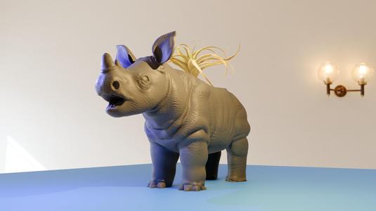 baby rhino mouth open planter pot stl