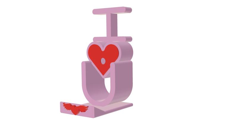 I "heart" u, (I Love You) Shape Phone Stand- Instant Download - No Supports Needed
