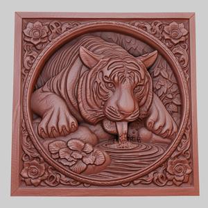The tiger drinks water 3d printer model animal model obj stl