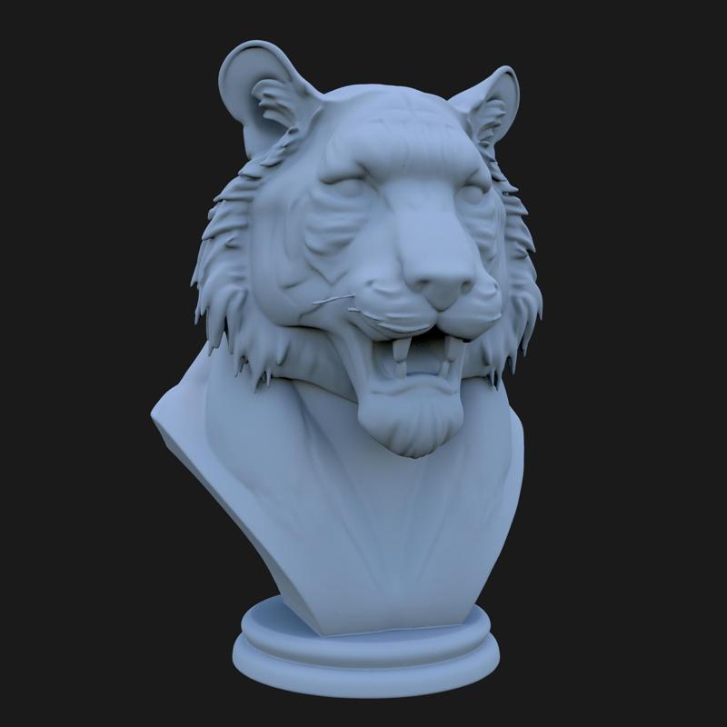 Bengal Tiger Bust 3D STL Printable - 3D Model STL