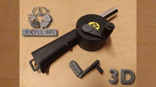 Winch handle for barbecue fan air blower