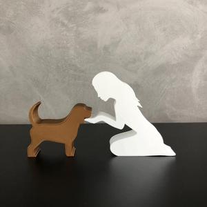 Girl and her Beagle(straight hair) for 3D printer or laser cut
