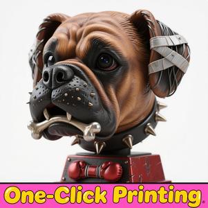 Dog head statue