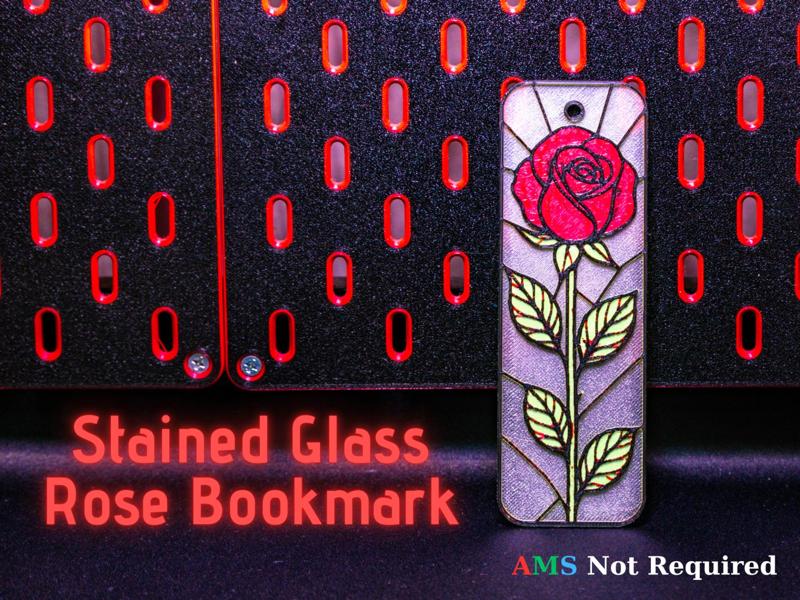 Stained Glass Rose Bookmark
