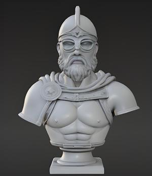 Medieval Warrior Bust 3D Model - STL Printable Historical Sculpture
