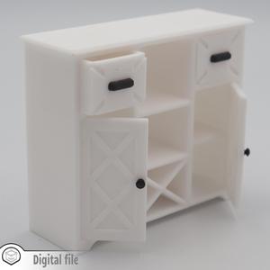 Living room wine cabinet with functional doors, shelves and drawers mono/multi color 3D 3MF file