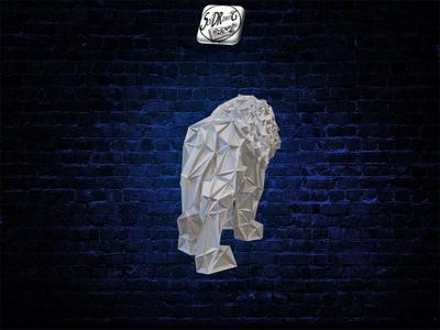 Lion _ King of the Jungles  - Low Voronoi Style - Single Spider Web - LowPoly - Perfect Design - Easy Print - Decor