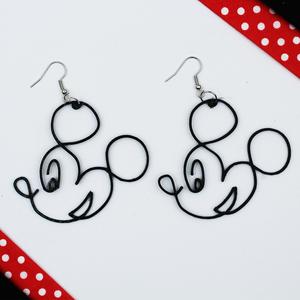 Mickey Mouse Line Art Earring Disney Jewelry Medal Ring Cartoon