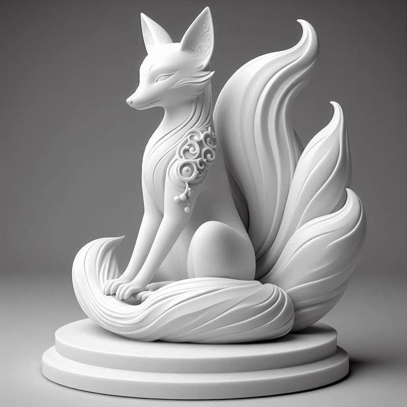 292 Fox Spirit in Pu Song Ling Style, statue, 3d print, magic, collectible, creature, dinosaur, sculpture, bear, troll, monkey, witch, club, werewolf, serpent, cat, fantasy, fairy