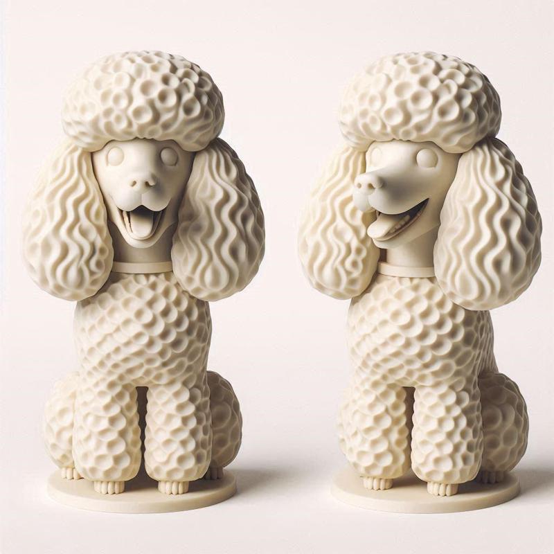 92 Laughing Curly Poodle - Ivory-Style Full-Figure Sculpture