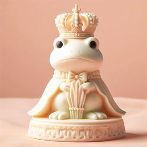 215 Frog Princess on Swamp Mound - Ivory-Style Minimalist Sculpture