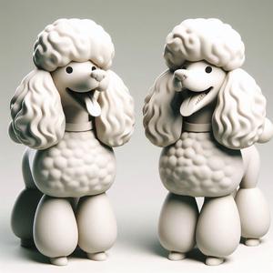 487 Laughing Poodle - 3D Printed Full-Figure Statue 2, animal, statue, creature, magic, collectible, wood, sword, base, warrior, wild, lion, dragon, dnd, cat, monster hunter, monster
