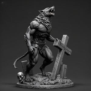 1873 Werewolf Howling - 3D Model, beast, magic, creature, fantasy, wood, base, sword, warrior, wild, cat, monster, dog, godzilla, fair, witch, werewolf, horror, beast, gothic, troll