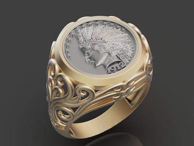 10 Dollar indian american coin ring