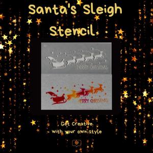Santa's Sleigh Stencil - Merry Christmas