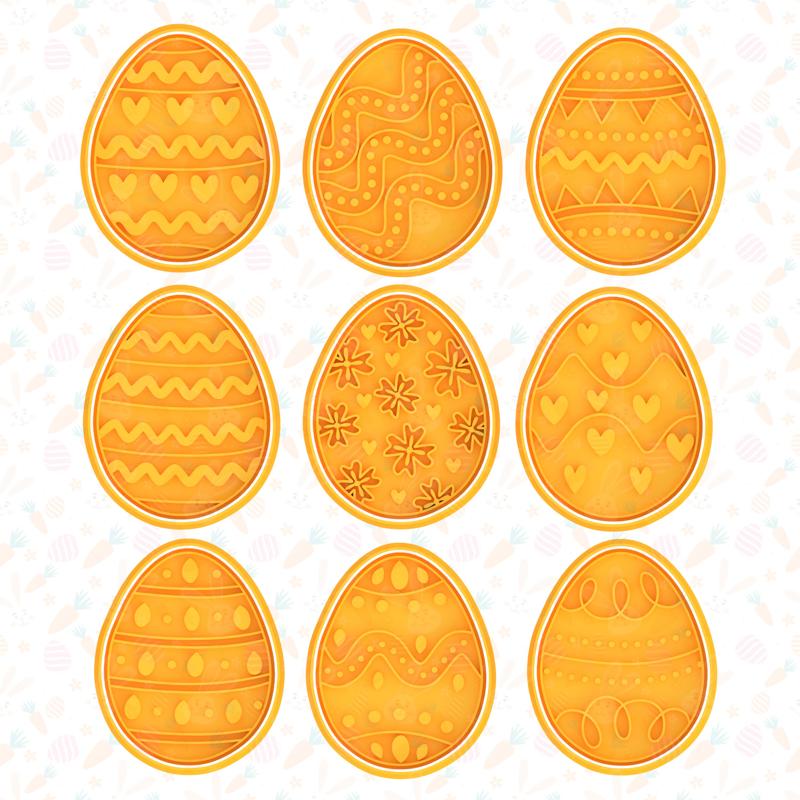 Easter Eggs cookie cutter set of 9
