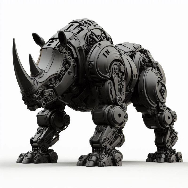 Robotic Rhino 3D Print – Futuristic Mechanical Animal Figurine
